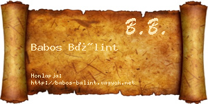 Babos Bálint névjegykártya